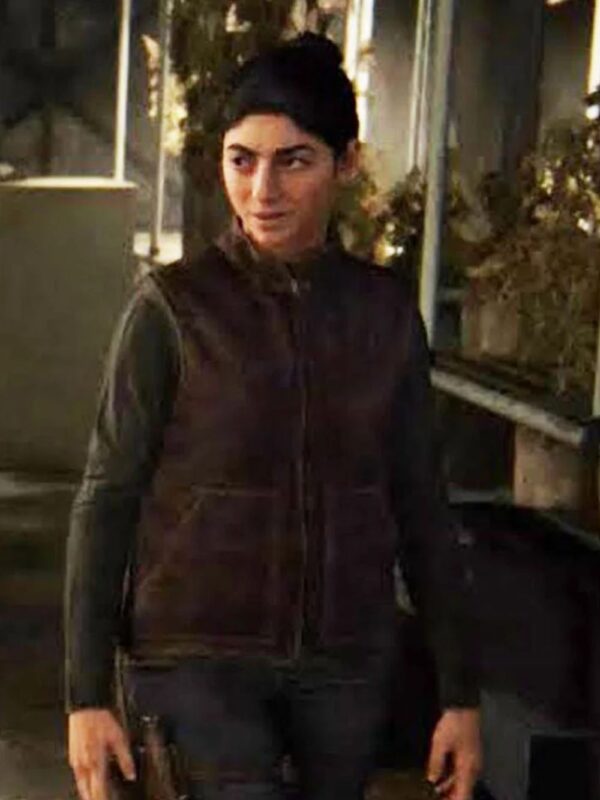 Women Dina The Last Of Us Part II Maroon Leather Vest