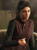 Women Dina The Last Of Us Part II Maroon Leather Vest