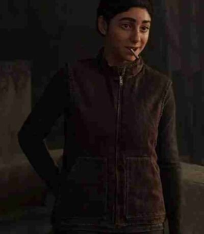 Women Dina The Last Of Us Part II Maroon Leather Vest