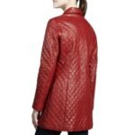 Women Slimfit Quilted Red PU Leather Coat