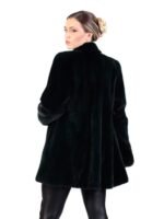 Womens Black Mink Fur Coat With Leather Belt
