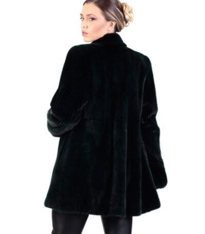 Womens Black Mink Fur Coat With Leather Belt
