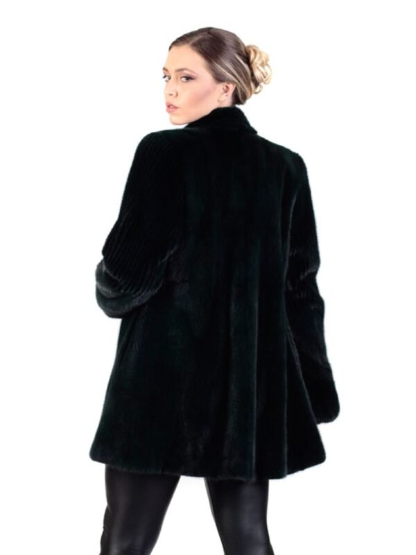 Womens Black Mink Fur Coat With Leather Belt