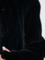 Womens Black Mink Fur Coat With Leather Belt