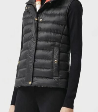 Womens Black Puffer Parachute Vest