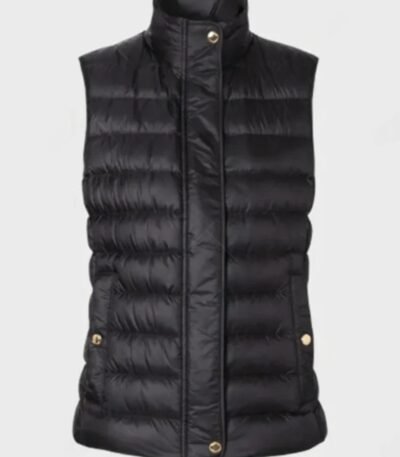 Womens Black Puffer Parachute Vest