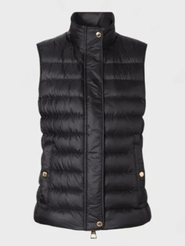 Womens Black Puffer Parachute Vest
