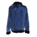 Womens Blue Hooded Mink Fur Jacket