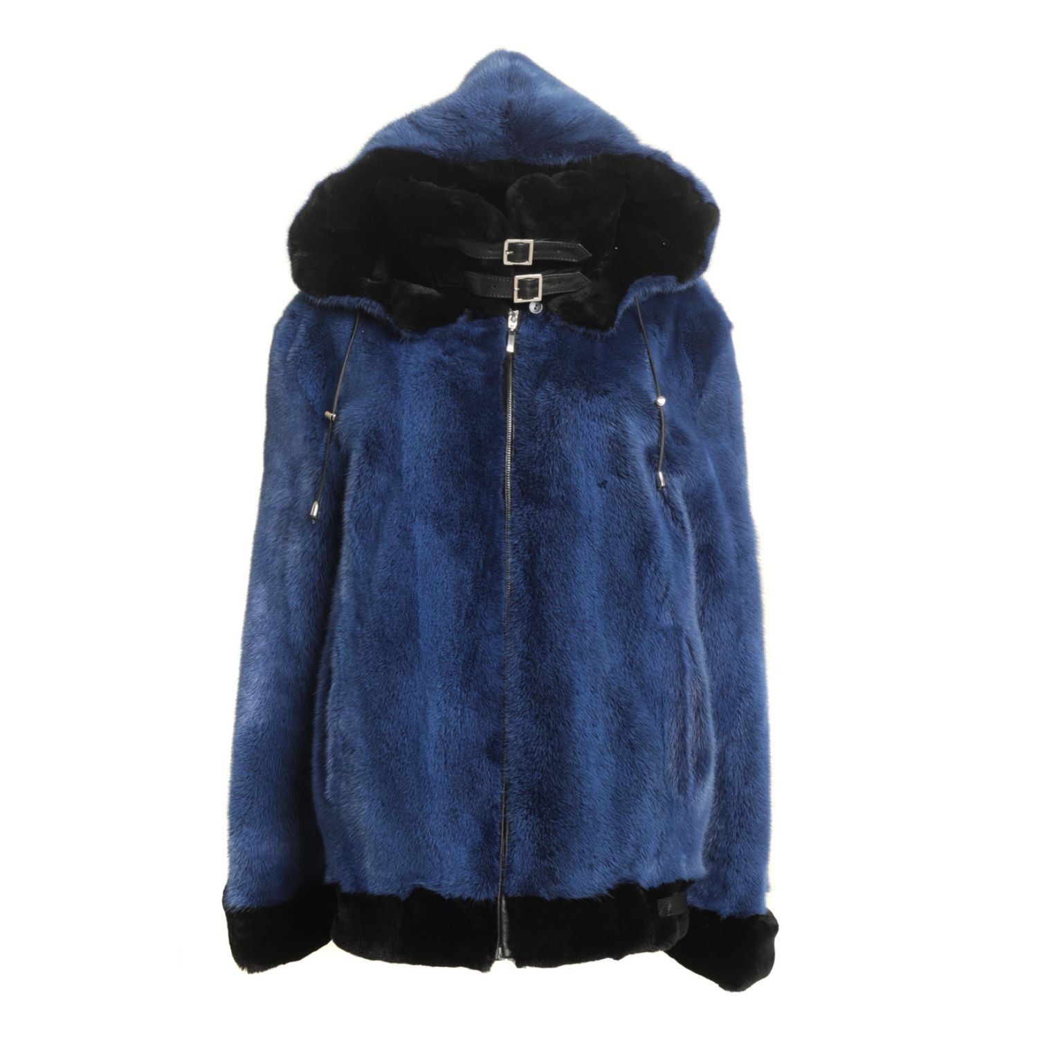 Womens Blue Hooded Mink Fur Jacket Womens Blue Hooded Mink Fur Jacket