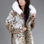 Womens Bobcat Lynx Fur Warm Coat With Hood