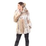 Womens Bobcat Lynx and Sable Fur Hooded Coat