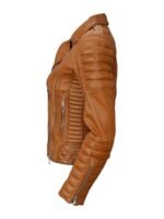 Womens Brown Quilted Leather Jacket