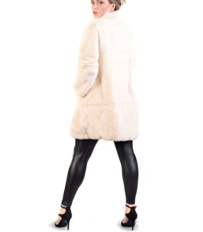 Womens Cream Sheared Beaver Fur Coat