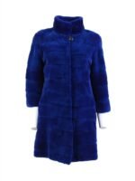 Womens Dark Blue Mink Fur Mid Length Coat