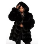 Womens Faux Fur Coat with Detachable Hood