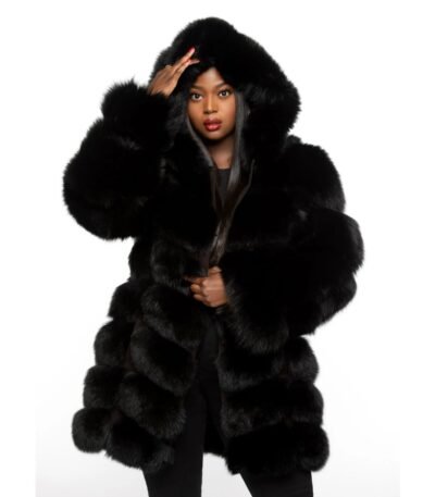 Womens Faux Fur Coat with Detachable Hood
