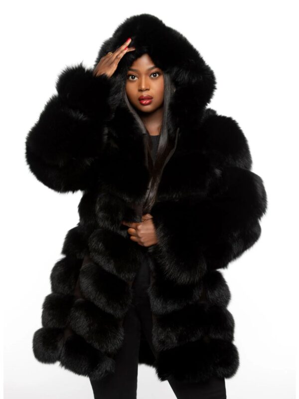 Womens Faux Fur Coat with Detachable Hood