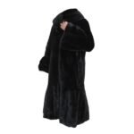 Women's Genuine Mink Fur Black Trench Coat