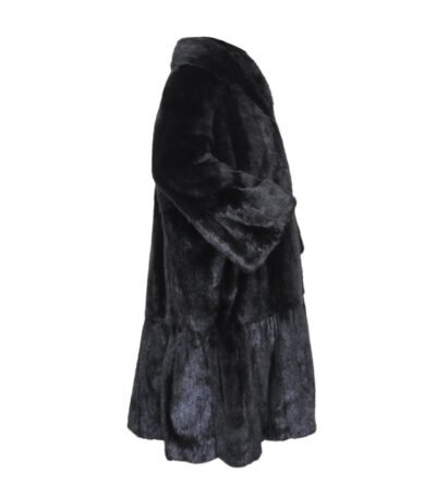 Women's Genuine Mink Fur Black Trench Coat