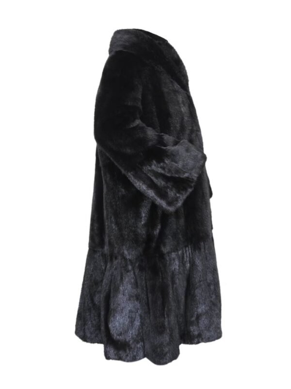 Women's Genuine Mink Fur Black Trench Coat