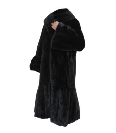 Women's Genuine Mink Fur Black Trench Coat