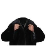 Women's Genuine Mink Fur Black Trench Coat