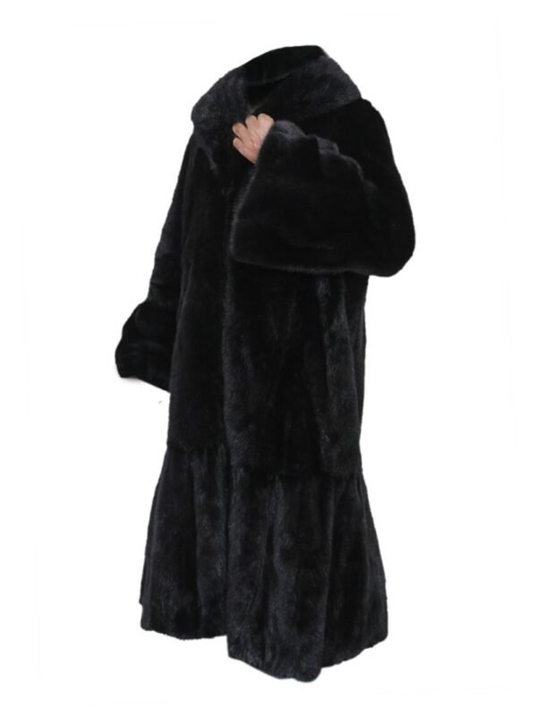 Women's Genuine Mink Fur Black Trench Coat