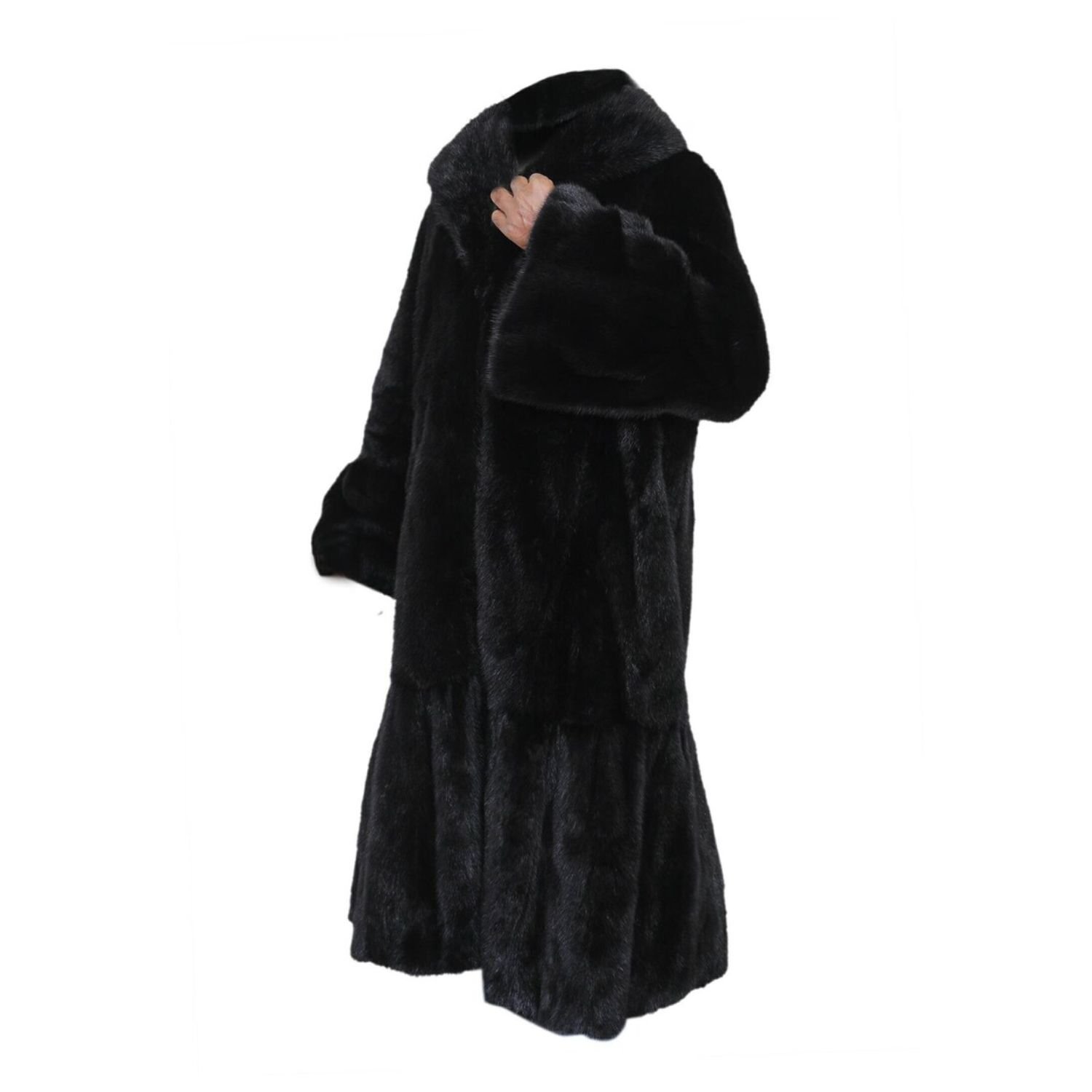 Women's Genuine Mink Fur Black Trench Coat Women's Genuine Mink Fur Black Trench Coat