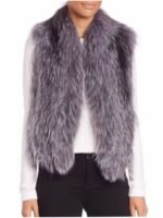 Womens Grey Fox Fur Soft Warm Vest