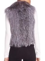 Womens Grey Fox Fur Soft Warm Vest