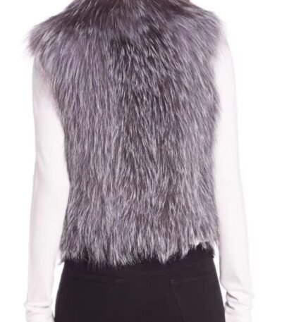 Womens Grey Fox Fur Soft Warm Vest