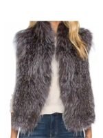 Womens Grey Fox Fur Soft Warm Vest