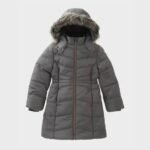 Womens Hooded Grey Puffer Parachute Coat