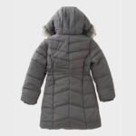 Womens Hooded Grey Puffer Parachute Coat