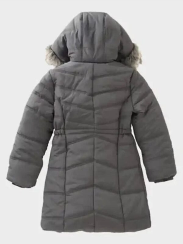 Womens Hooded Grey Puffer Parachute Coat