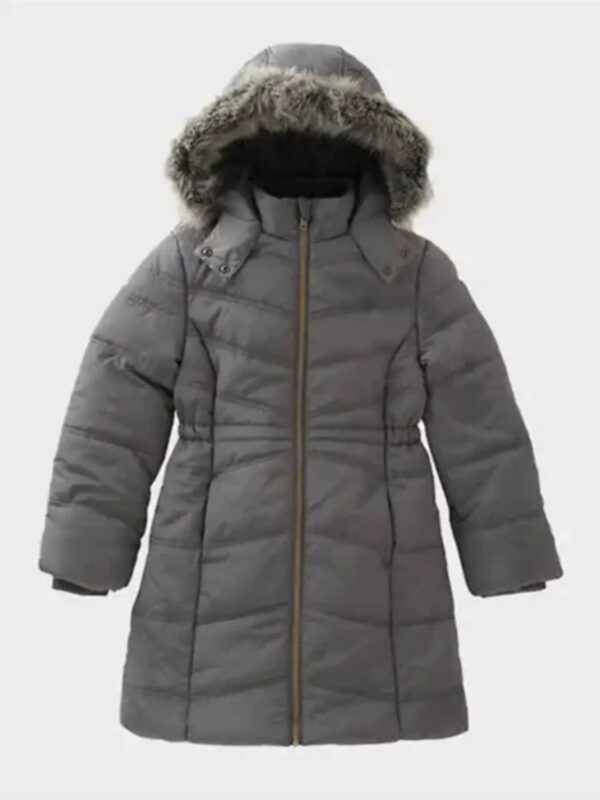 Womens Hooded Grey Puffer Parachute Coat