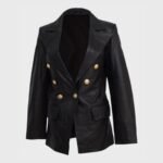 Women’s Kate Black Double-Breasted Sheepskin Leather Coat