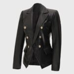 Women’s Kate Black Double-Breasted Sheepskin Leather Coat