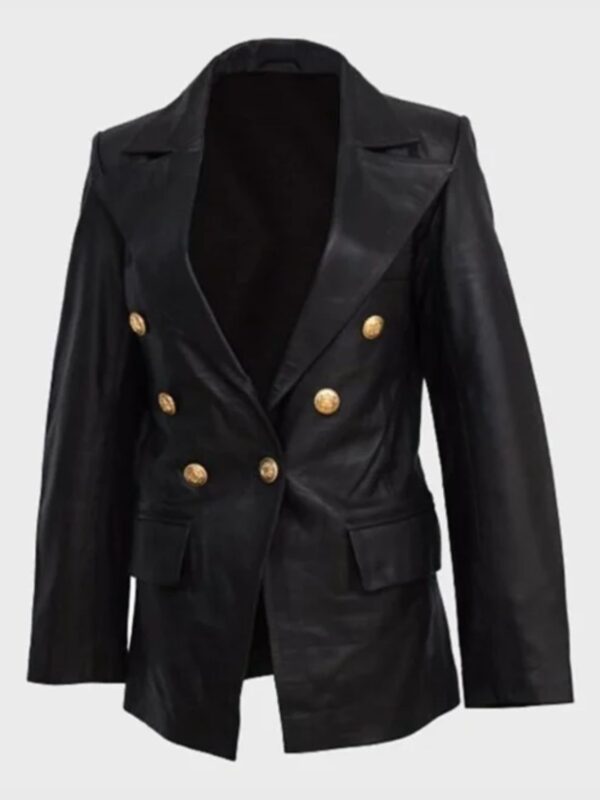 Women’s Kate Black Double-Breasted Sheepskin Leather Coat