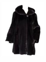 Womens Mid Length Black Mink Fur Coat