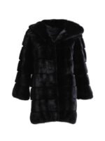 Womens Mink Fur Black Swan Hooded Coat
