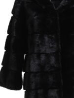 Womens Mink Fur Black Swan Hooded Coat