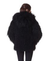 Womens Mongolian Lamb Fur Black Hooded Coat