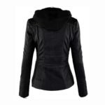 Womens Real Leather Biker Slim Fit Hooded Motorcycle Jacket