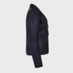 Women's Shawl Collar Black Real Leather Jacket