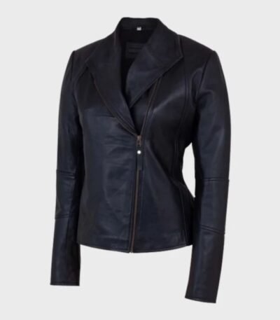 Women's Shawl Collar Black Real Leather Jacket