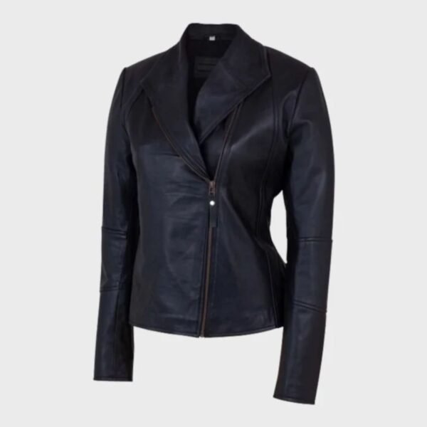 Women's Shawl Collar Black Real Leather Jacket