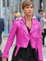Womens Slim Fit Jessica Alba Stylish Biker Jacket