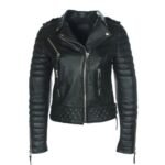 Womens Slim Fit Quilted Black Leather Jacket
