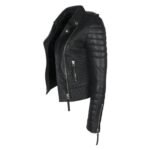 Womens Slim Fit Quilted Black Leather Jacket